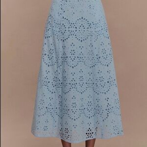 Meshki Light Blue Eyelet A-Line Skirt